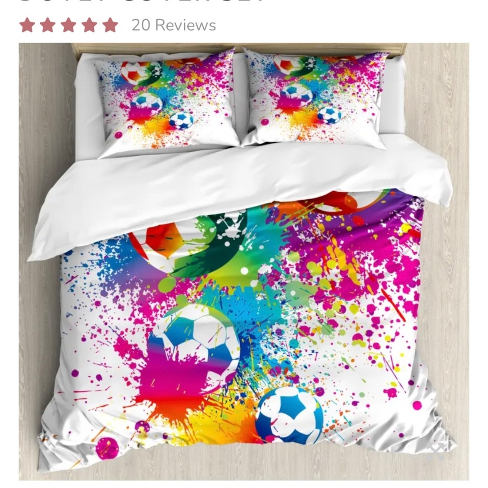 Ambessone queen duvet, colorful splashes soccer